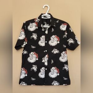 New without tag - Asos Santa short sleeve Blouse Sz S, Black/white Christmas